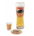 Harley Davidson 1970s Racer Pilsner & Shot Glass Gift Set w/Matching Tin Coaster HDL-18822