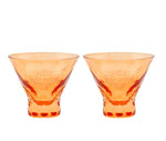 Harley Davidson Etched Bar & Shield Stemless Martini Glass Set 8 oz. Orange