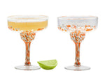 Harley Davidson Confetti Margarita Glass Set Hand Blown Set of 2 15 oz. HDL-18828