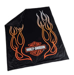 Harley Davidson Flames Bar & Shield Fleece Blanket w/ Sherpa Backing Black HDL-19508