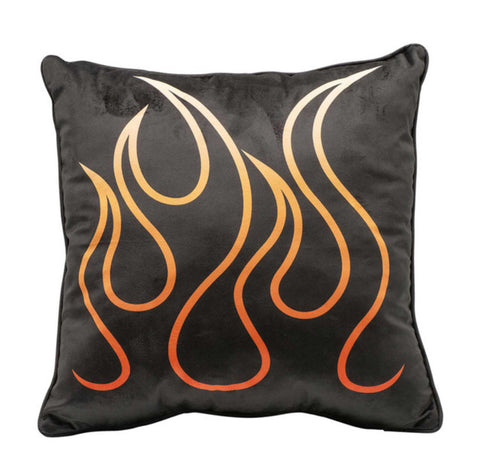 Harley Davidson Flames Bar & Shield Fleece Decorative Pillow Black HDL-19509