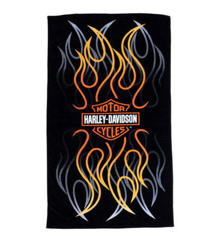 Harley Davidson Flames Bar & Shield Beach Towel Oversized 36 x 68 Inches HDL-19510