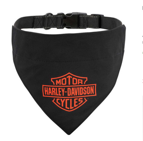 Harley Davidson Dog Pet Collar w/Black Bandana L/XL 18"-26" Adjustable Clap HDX-90207
