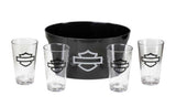 Harley Davidson Bar & Shield Part Tub with Four 16 oz. Pint Glasses Set HDX-98548