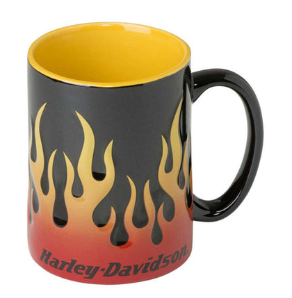 Harley Davidson Core Sculpted Flames Coffee Mug 15 oz. Black HDX-98604