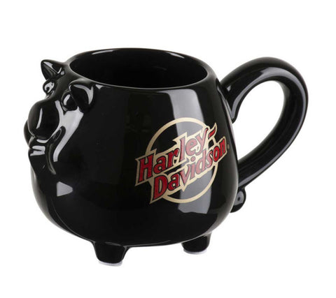 Harley Davidson Core Sculpted Hog Coffee Mug 14 oz. Gloss Black HDX-98607