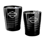 Harley Davidson Open Bar & Shield Double Old Fashion Glass Set Stainless Steel HDX-98749