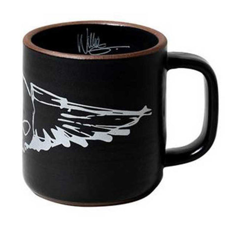 Harley Davidson Willie G Skull Silver Wings Handmade Pottery Mug 14 oz. Black HDX-98674