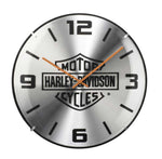 Harley Davidson Embossed Bar & Shield Dome Metal Clock 14 Inch Silver HDX-99245