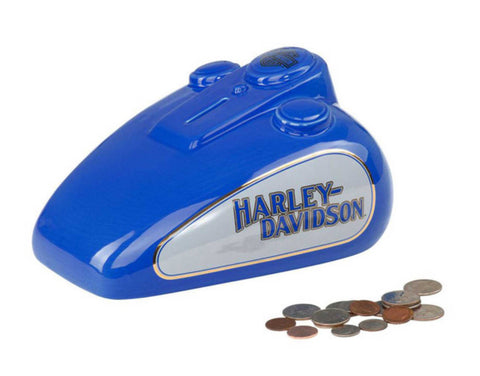 Harley Davidson 1978 Gas Tank Ceramic Bank w/Removable Stopper Blue & White HDX-99247