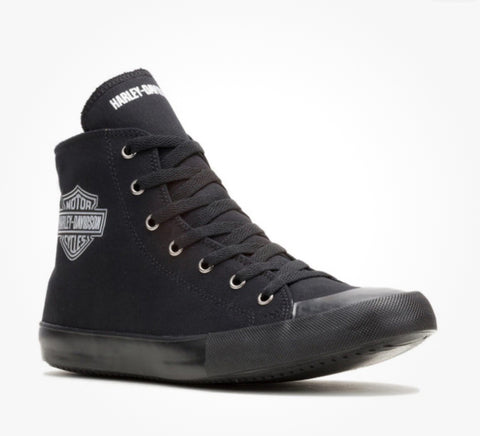 Harley Davidson Men's Nathan Chrome High-Top Black Canvas Sneakers D93810