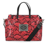 Harley Davidson Women's Python Print Bar & Shield Logo Satchel Purse Pink MHW190/16