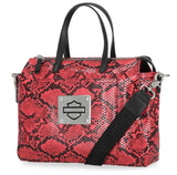 Harley Davidson Women's Python Print Bar & Shield Logo Satchel Purse Pink MHW190/16