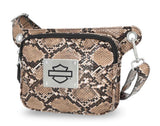 Harley-Davidson Women's Python Print B&S Logo Adjustable Waist Bag Brown MHW185/01