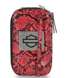 Harley-Davidson Women's Python Print B&S Logo Zip Around Phone Case Pink MWW060/16