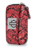 Harley-Davidson Women's Python Print B&S Logo Zip Around Phone Case Pink MWW060/16