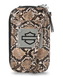 Harley-Davidson Women's Python Print B&S Logo Zip Around Phone Case Brown MWW060/01