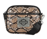 Harley-Davidson Women's Python Print B&S Logo Crossbody Belt Bag Brown MHW183/01