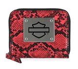 Harley-Davidson® Women's Python Print B&S Logo RFID Zip Around Wallet Pink MWW062/16