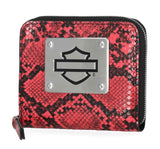 Harley-Davidson® Women's Python Print B&S Logo RFID Zip Around Wallet Pink MWW062/16