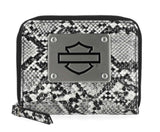 Harley-Davidson® Women's Python Print B&S Logo RFID Zip Around Wallet Black MWW062/08