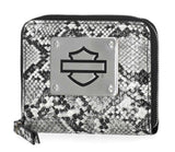 Harley-Davidson® Women's Python Print B&S Logo RFID Zip Around Wallet Black MWW062/08
