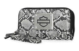 Harley-Davidson® Women's Python Print B&S Logo RFID Zip Around Wristlet Black MWW061/08
