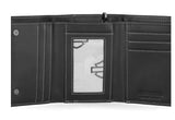 Harley-Davidson Men's Traditional Bar & Shield Embossed Medium Trifold Wallet With Chain Black MWM120/08
