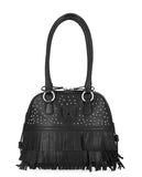 Harley-Davidson Women's Fringe Studded Genuine Leather Satchel Bag Black MHW178/08