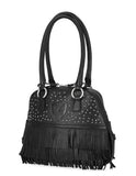 Harley-Davidson Women's Fringe Studded Genuine Leather Satchel Bag Black MHW178/08