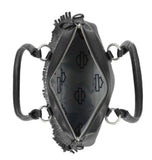 Harley-Davidson Women's Fringe Studded Genuine Leather Satchel Bag Black MHW178/08