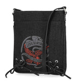 Harley-Davidson Women's Live To Ride Washed Canvas Crossbody Purse Black MHW171/08