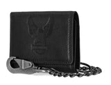 Harley-Davidson Men's Embossed Eagle Tri-Fold Snap Chain RFID Wallet Black MWM040/08