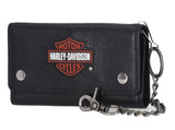 Harley-Davidson Men's Bar & Shield Patch Trucker Chain Leather Wallet Black MWM093/08