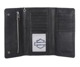 Harley-Davidson Men's Bar & Shield Patch Trucker Chain Leather Wallet Black MWM093/08