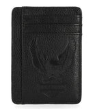 Harley-Davidson Men's Pebble Leather Classic Eagle Card Case Black MWM034/08