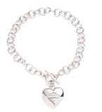 Harley-Davidson Women's Paved Crystal Bar & Shield Heart Toggle Bracelet, Silver 34B00256