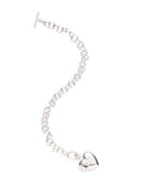 Harley-Davidson Women's Paved Crystal Bar & Shield Heart Toggle Bracelet, Silver 34B00256