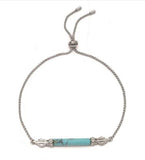 Harley Davidson Women's Recon Turquoise & Crystal Bracelet Silver Tone 34B00258