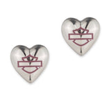 Harley-Davidson Women's Pink Bar & Shield Heart Shaped Stud Earrings 34G00236