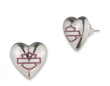 Harley-Davidson Women's Pink Bar & Shield Heart Shaped Stud Earrings 34G00236