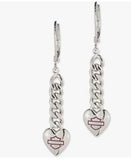 Harley-Davidson Women's Pink Bar & Shield Heart Shaped Dangle Earrings 34G00238