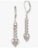 Harley-Davidson Women's Pink Bar & Shield Heart Shaped Dangle Earrings 34G00238