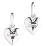 Harley-Davidson Women's Paved Crystal Bar & Shield Heart Drop Earrings 34G00240