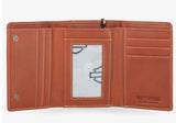 Harley-Davidson Men's Traditional Bar & Shield Embossed Medium Trifold Wallet With Chain Brown MWM120/35