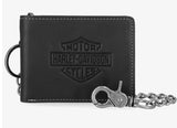 Harley Davidson Men's Bar & Shield Bifold Wallet W/Chain Black MWM118/08