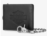 Harley Davidson Men's Bar & Shield Bifold Wallet W/Chain Black MWM118/08