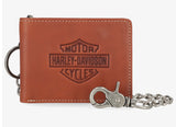 Harley Davidson Men's Bar & Shield Bifold Wallet W/Chain Brown MWM118/35