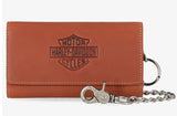 Harley Davidson Men's Bar & Shield Trucker Wallet W/Chain Brown MWM119/35