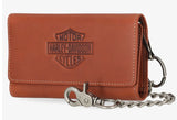 Harley Davidson Men's Bar & Shield Trucker Wallet W/Chain Brown MWM119/35